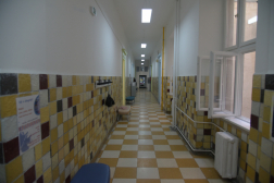 Kiürített üres iskolai folyosó
